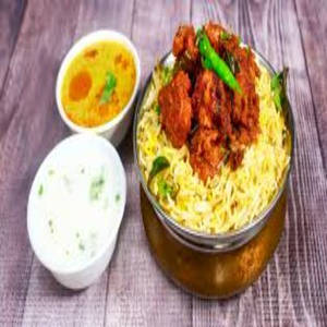 Chicken Dum Biryani With Raita