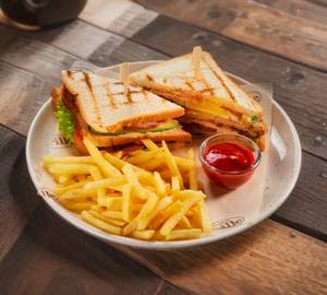Veggies Sandwich with  French fries 