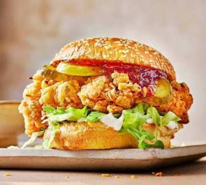 Fried crispy chicken burger