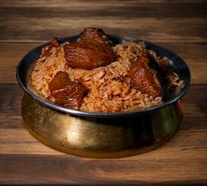 Mutton Dum Briyani+Seeraga Samba+Ambur+Raita+Brinjal+Eggs