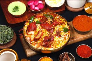 Chilly Chaap Tikka Dum Biryani With Gravy Or Raita (serves 1-2)
