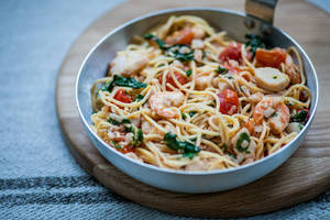 Fish And Prawns Spaghetti Pasta