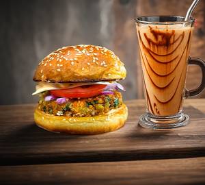 Classic Burger With Cold Coffee
