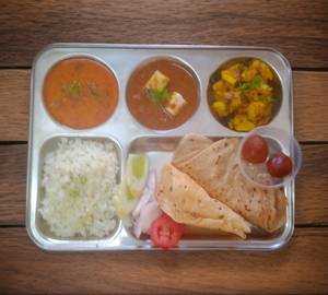 Veg thali with sweet