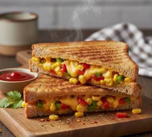 Corn capsicum cheese grilled sandwich