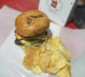 Monster Beef Burger with wafers
