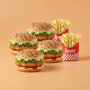 4 Crispy Masala Veg Burger + 2 Medium Fries