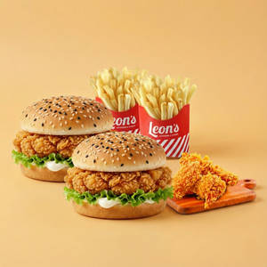 2 Crispy Chicken Burger + 4pc Hot & Spicy Wings + 2 Regular Fries