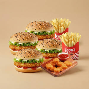 4 Crispy Masala Veg Burger + 16Pc Jalapeno Poppers + 2 Medium Fries