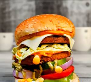 Double Aloo Tikki Double Cheese Slice Burger