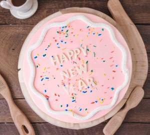 Vanilla Happy New Year Theme Cake