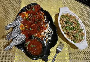 Veg Lollipop [3 pieces] With Veg Noodles [half]