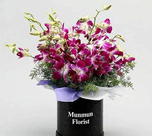 Purple Orchid Box Arrangement
