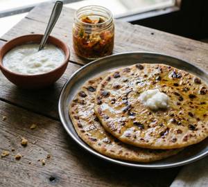 2 Paneer paratha with curd and pickle