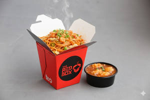 Veg Butter Chilli Garlic Noodles + Cauliflower Manchurian Gravy