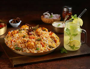 Half KG Veg Mughal Biryani + Lemonade + Raita