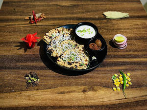 Mix Paratha With Curd And Achar