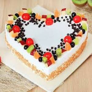 Fresh fruit heart shape cake