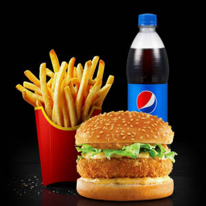 Chicken Burger+pepsi+fries
