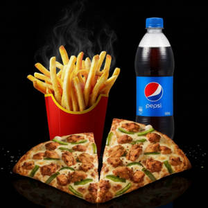 2 Chicken Slice Pizza+ Fries+ Soft Drinks
