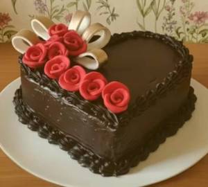 Anniversary Special Heart Shape Truffle Chocolate Brownie Cake [2Kg]