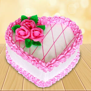 Strawberry heart shape cake