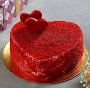 Red velvet heart shape cake