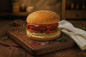 Jain Schezwan Banana Tikki Burger