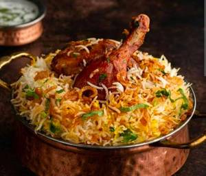 Hyderabadi chicken biryani.