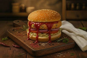Schezwan Veggie Burger