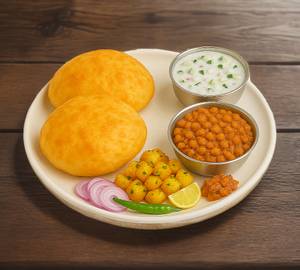 7 Paneer Bhature + Chole Ki sabji + Rayta + salad