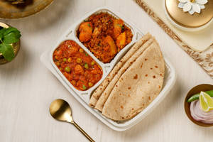 Soya Matar, Aloo Gobhi & Roti Thali