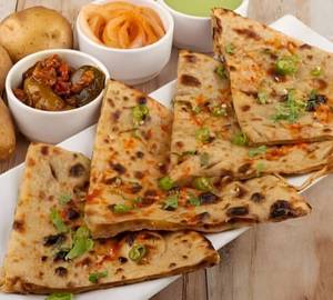 2 Pyaaz Paratha with /chutney/aachar/Tomato Sauce