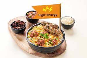 Chicken Biryani Bowl with Chicken Seekh Kebab