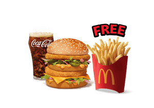Maharaja Mac Veg Burger + Coke Combo (M), Get Free Fries (M)