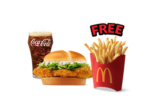 McCrispy Chicken Burger + Coke Combo (M), Get Free Fries (M)