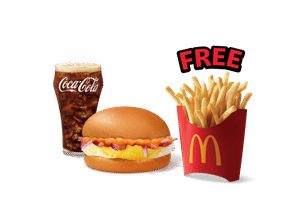 Masala McEgg Burger + Coke Combo (M), Get Free Fries (M)