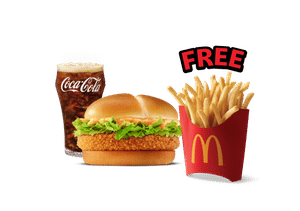 Crispy Veggie Burger + Coke Combo (M), Get Free Fries (M)
