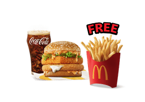 Big Yummy Veg + Coke Combo (M), Get Free Fries (M)