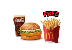 McChicken Burger + Coke Combo (M), Get Free Fries (M)