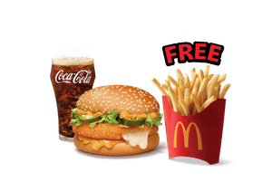 McCheese Veg Burger + Coke Combo (M), Get Free Fries (M)