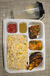 Chicken Rice + Bbq (2 Pcs) + Chicken Manchurian (3 Pcs)