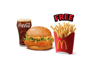 McSpicy Paneer Burger + Coke Combo (M), Get Free Fries (M)