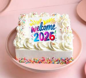 Happy New Year Photo Vanilla Cake