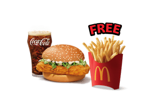 McSpicy Chicken Burger + Coke Combo (M), Get Free Fries (M)