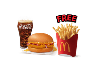 Chicken Surprise Burger + Coke Combo (M), Get Free Fries (M)
