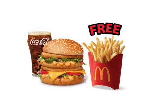 Maharaja Mac Chicken Burger + Coke Combo (M), Get Free Fries (M)