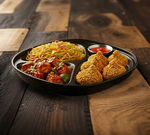 Cheese Chilli + Kurkure Momos (2 Pcs) + Singapuri Noodles + Spring Roll + Cold drink (250 ml)