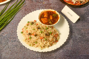 Veg Fried Rice + Chilly Paneer (3 Pieces)