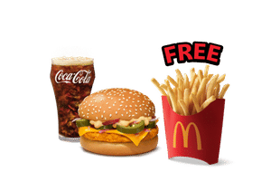 Grilled Chicken & Cheese Burger + Coke Combo (M), Get Free Fries (M)